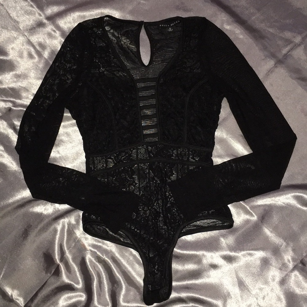 Black lace/ mesh bodysuit